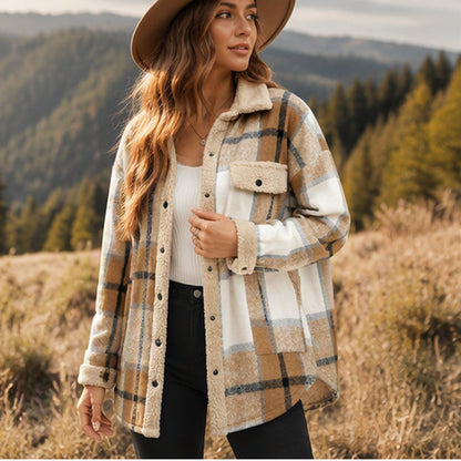 ☁️Comfortable & Lightweight, Layer-Friendly🧥 Women's Color-Blocked Plaid Outerwear – Lightweight Fabric | Easy Layering, Everyday Practicality ✨