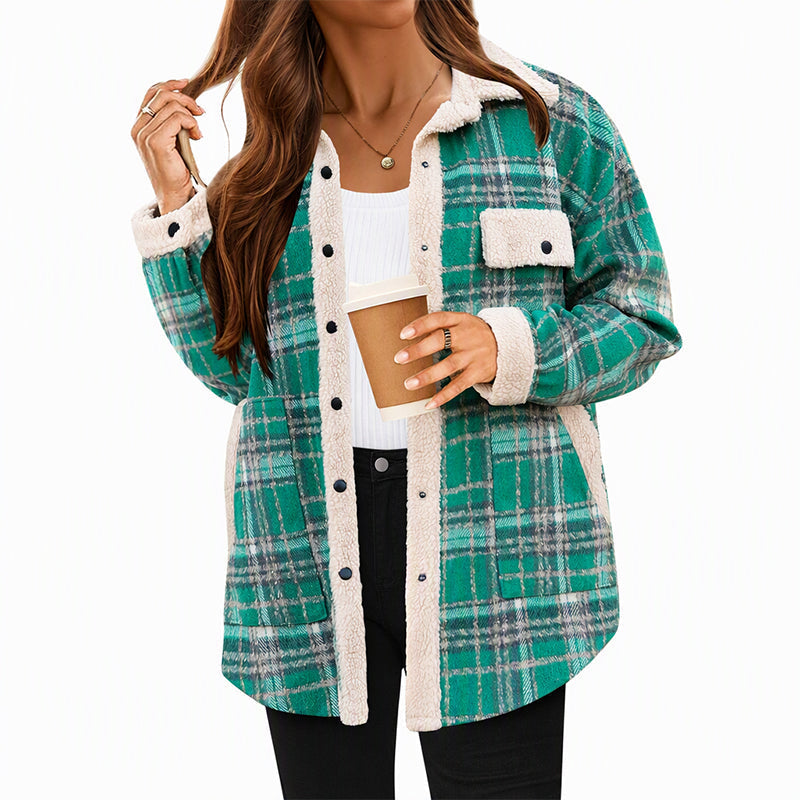 ☁️Comfortable & Lightweight, Layer-Friendly🧥 Women's Color-Blocked Plaid Outerwear – Lightweight Fabric | Easy Layering, Everyday Practicality ✨