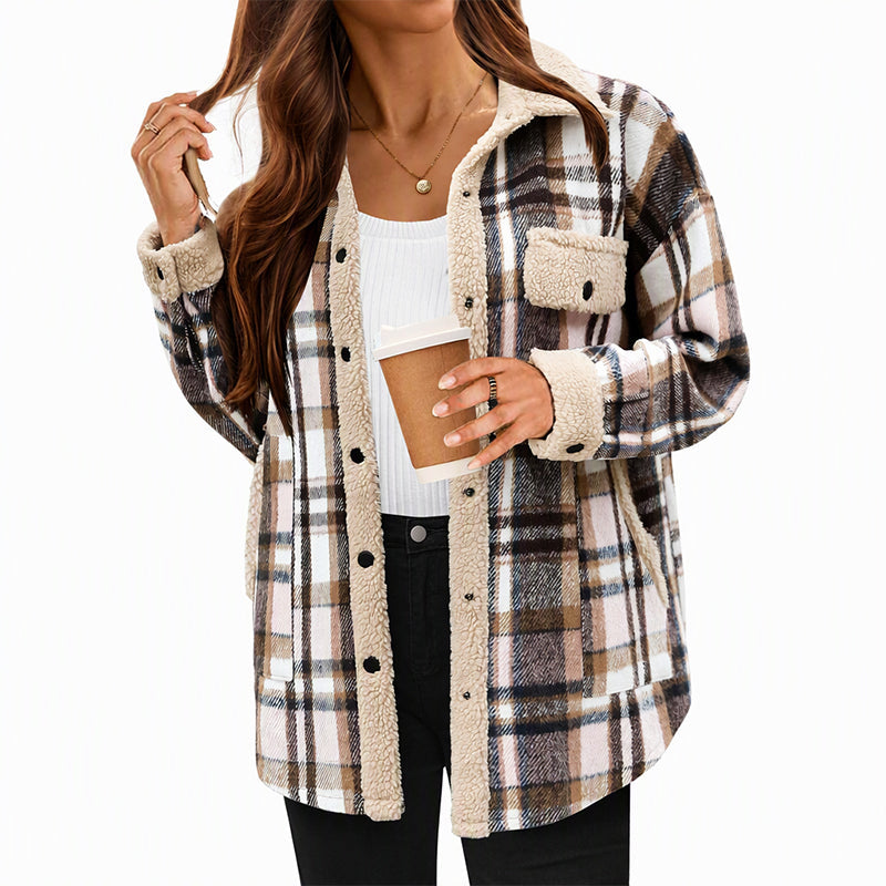 ☁️Comfortable & Lightweight, Layer-Friendly🧥 Women's Color-Blocked Plaid Outerwear – Lightweight Fabric | Easy Layering, Everyday Practicality ✨