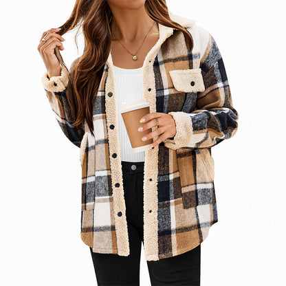 ☁️Comfortable & Lightweight, Layer-Friendly🧥 Women's Color-Blocked Plaid Outerwear – Lightweight Fabric | Easy Layering, Everyday Practicality ✨