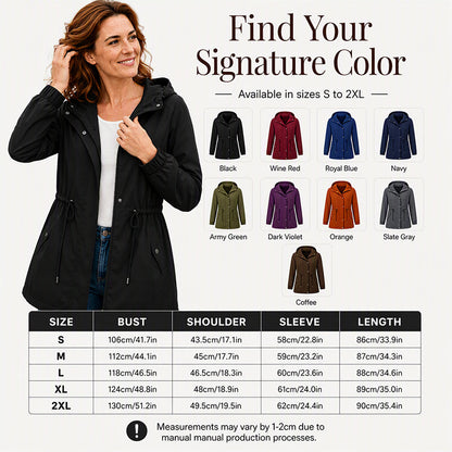 🌬️Windproof & Rain-Resistant, Mid-Length Hooded🧥 Women's Mid-Length Hooded Windbreaker Jacket – Outdoor Protection, Dry & Comfortable ✨