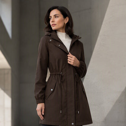 🌬️Windproof & Rain-Resistant, Mid-Length Hooded🧥 Women's Mid-Length Hooded Windbreaker Jacket – Outdoor Protection, Dry & Comfortable ✨