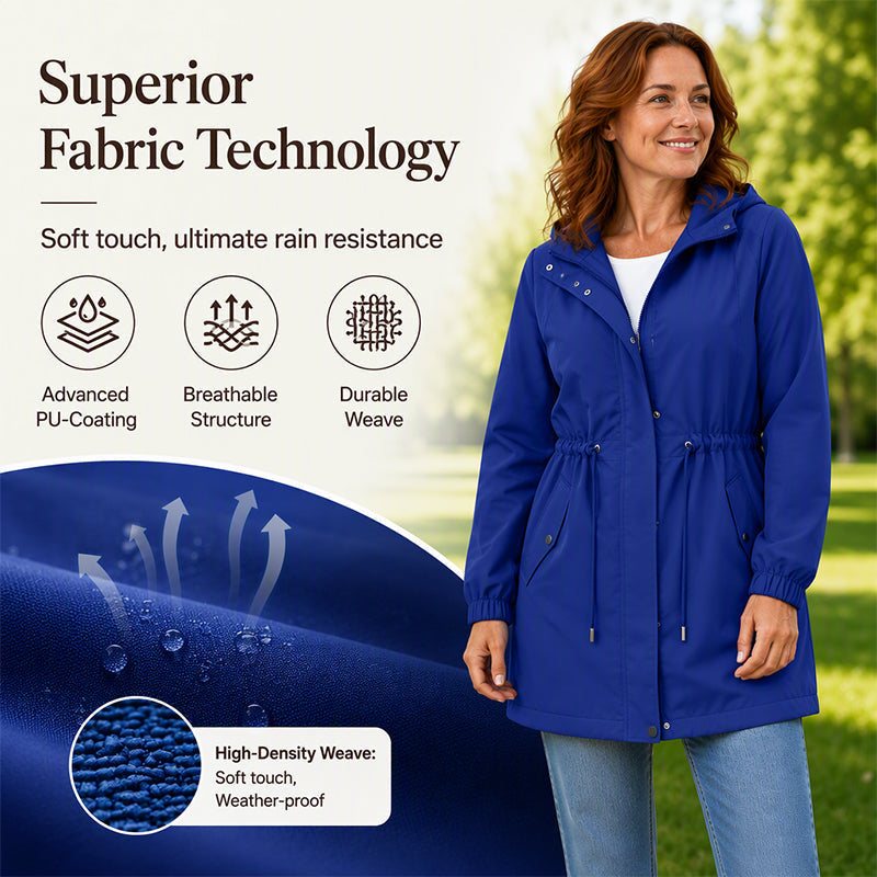 🌬️Windproof & Rain-Resistant, Mid-Length Hooded🧥 Women's Mid-Length Hooded Windbreaker Jacket – Outdoor Protection, Dry & Comfortable ✨