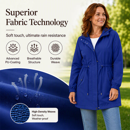 🌬️Windproof & Rain-Resistant, Mid-Length Hooded🧥 Women's Mid-Length Hooded Windbreaker Jacket – Outdoor Protection, Dry & Comfortable ✨
