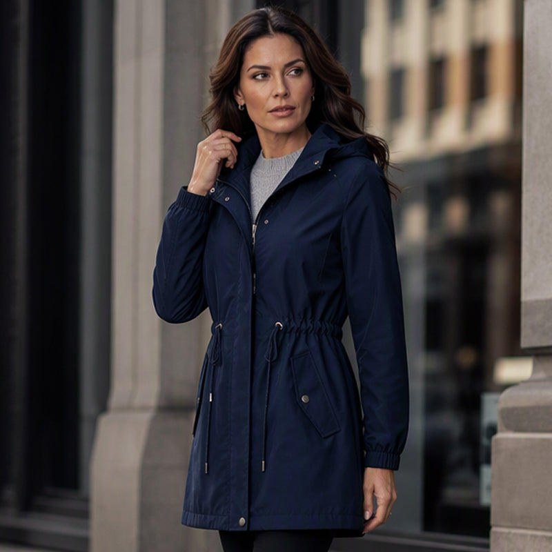 🌬️Windproof & Rain-Resistant, Mid-Length Hooded🧥 Women's Mid-Length Hooded Windbreaker Jacket – Outdoor Protection, Dry & Comfortable ✨