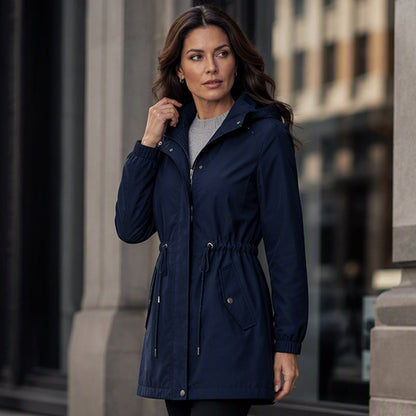 🌬️Windproof & Rain-Resistant, Mid-Length Hooded🧥 Women's Mid-Length Hooded Windbreaker Jacket – Outdoor Protection, Dry & Comfortable ✨