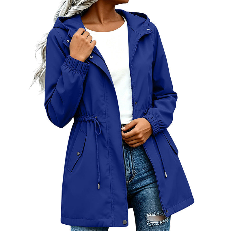 🌬️Windproof & Rain-Resistant, Mid-Length Hooded🧥 Women's Mid-Length Hooded Windbreaker Jacket – Outdoor Protection, Dry & Comfortable ✨