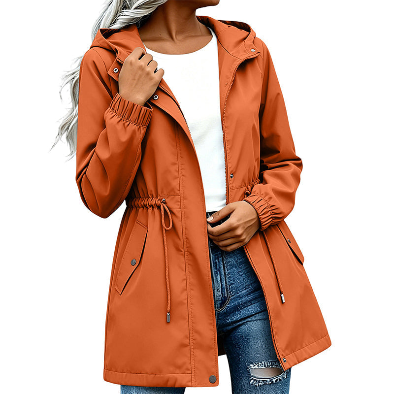 🌬️Windproof & Rain-Resistant, Mid-Length Hooded🧥 Women's Mid-Length Hooded Windbreaker Jacket – Outdoor Protection, Dry & Comfortable ✨