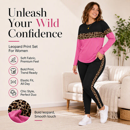 👗Two-Piece Set, Effortless & Versatile✨ Women's Leopard Print Casual Set – One Set Solution, Easy to Style ✨
