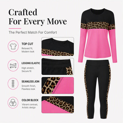 👗Two-Piece Set, Effortless & Versatile✨ Women's Leopard Print Casual Set – One Set Solution, Easy to Style ✨