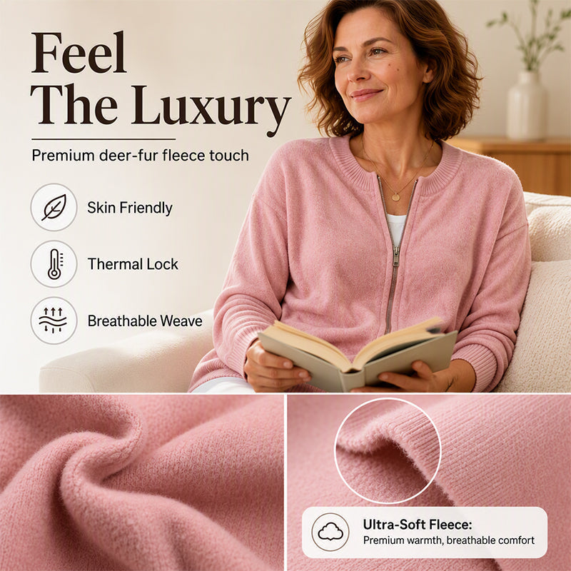 ☁️Soft Knit, Cozy Warmth🧶 Women's Casual Zip-Up Knit Jacket – Skin-Friendly & Warm ✨