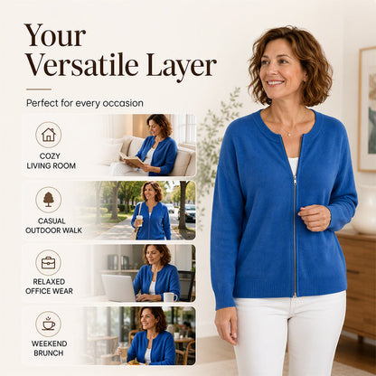 ☁️Soft Knit, Cozy Warmth🧶 Women's Casual Zip-Up Knit Jacket – Skin-Friendly & Warm ✨