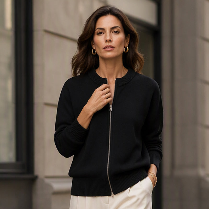 ☁️Soft Knit, Cozy Warmth🧶 Women's Casual Zip-Up Knit Jacket – Skin-Friendly & Warm ✨