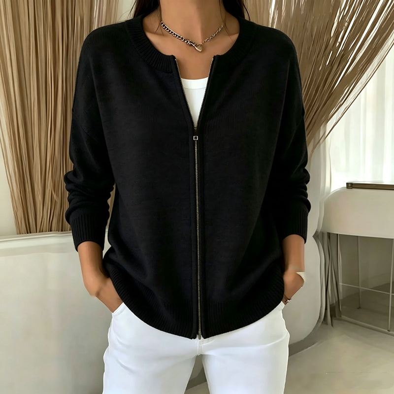 ☁️Soft Knit, Cozy Warmth🧶 Women's Casual Zip-Up Knit Jacket – Skin-Friendly & Warm ✨