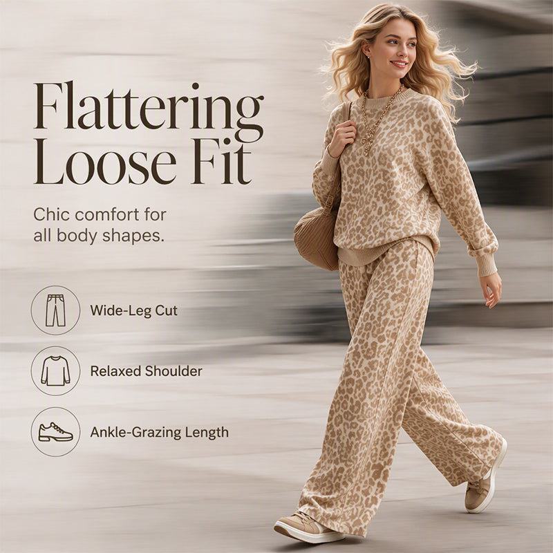 🎁Two-Piece Set, Multi-Occasion Versatile🐆 Women's Leopard Lounge Set – One Set Solution, Effortless Style ✨