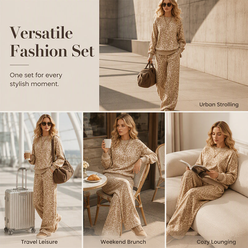 🎁Two-Piece Set, Multi-Occasion Versatile🐆 Women's Leopard Lounge Set – One Set Solution, Effortless Style ✨
