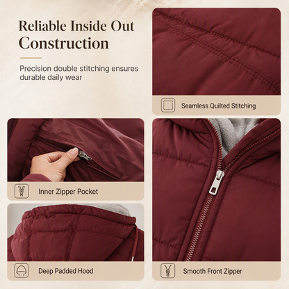 🧥Thick Cotton Warmth, Long-Line Heat❄️ Women's Hooded Padded Coat – Thick Filling & Long Drape | Fall & Winter Warmth, Slim Fit ✨