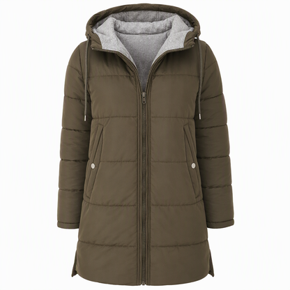 🧥Thick Cotton Warmth, Long-Line Heat❄️ Women's Hooded Padded Coat – Thick Filling & Long Drape | Fall & Winter Warmth, Slim Fit ✨