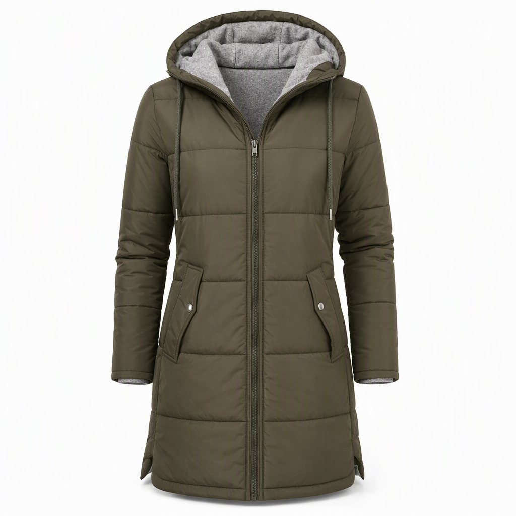 🧥Thick Cotton Warmth, Long-Line Heat❄️ Women's Hooded Padded Coat – Thick Filling & Long Drape | Fall & Winter Warmth, Slim Fit ✨