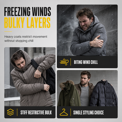 🔥Triple-Layer Thermal Lock, Severe Cold Warmth❄️ Men's Hooded Reversible Warm Coat – Thick Padding, Windproof & Cold-Resistant ✨