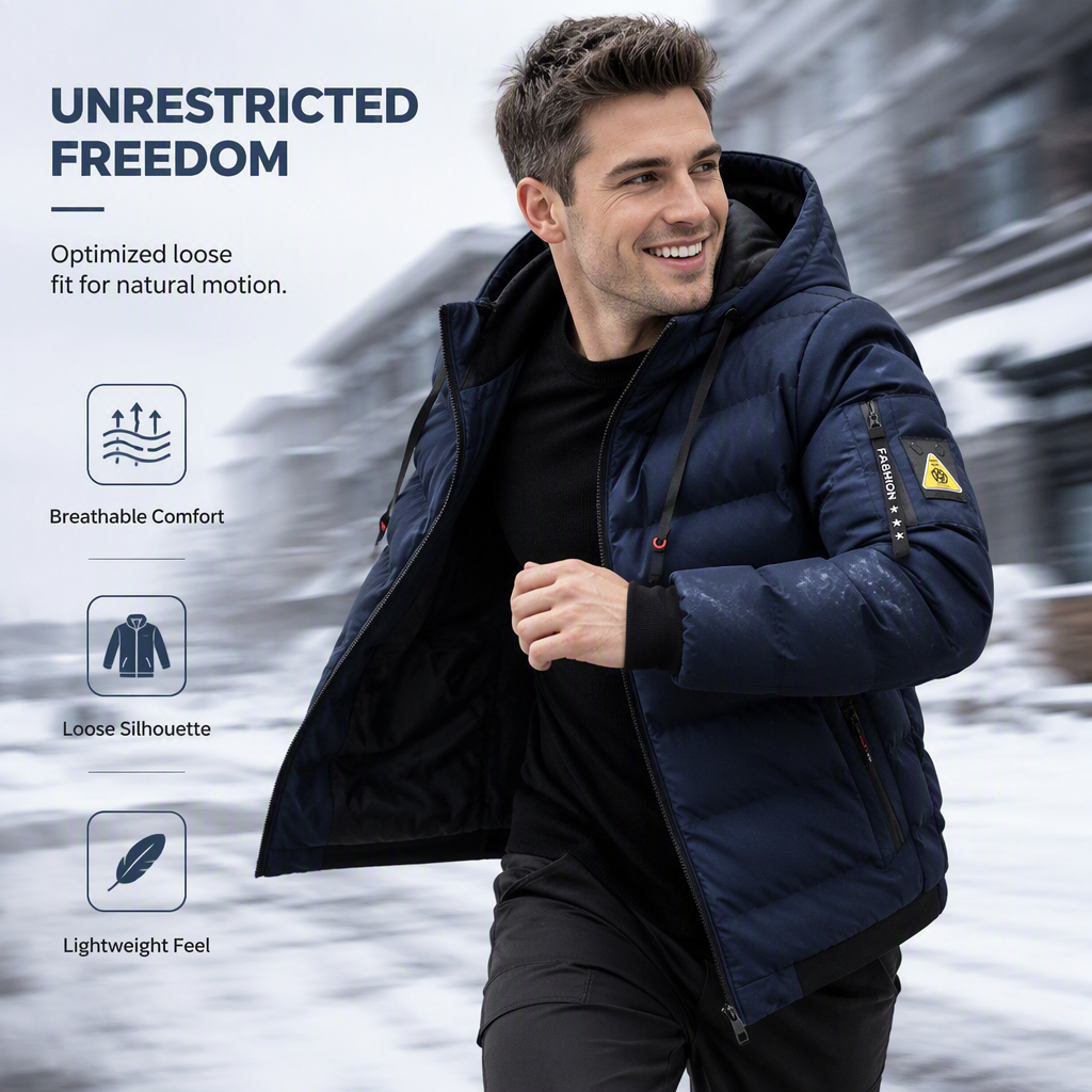 🔥Triple-Layer Thermal Lock, Severe Cold Warmth❄️ Men's Hooded Reversible Warm Coat – Thick Padding, Windproof & Cold-Resistant ✨
