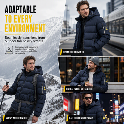 🔥Triple-Layer Thermal Lock, Severe Cold Warmth❄️ Men's Hooded Reversible Warm Coat – Thick Padding, Windproof & Cold-Resistant ✨