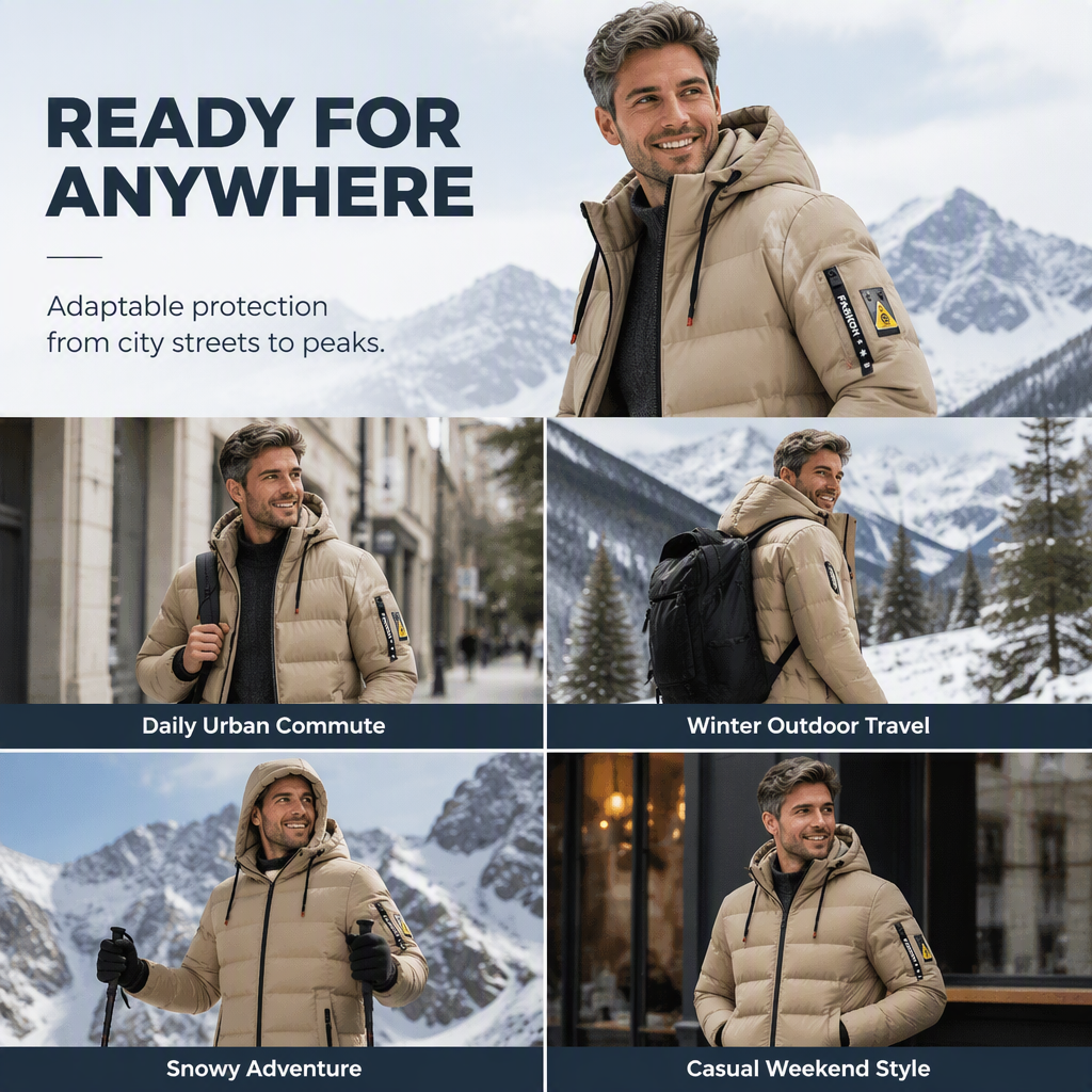 🔥Triple-Layer Thermal Lock, Severe Cold Warmth❄️ Men's Hooded Reversible Warm Coat – Thick Padding, Windproof & Cold-Resistant ✨