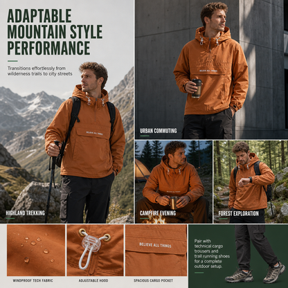 🌬️Windproof & Heat-Locking, Outdoor Protection – Men's Hooded Hiking Windbreaker Jacket ✨