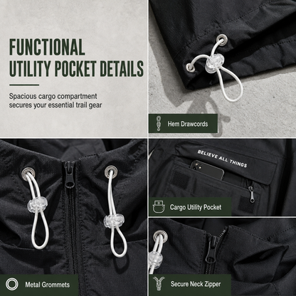 🌬️Windproof & Heat-Locking, Outdoor Protection – Men's Hooded Hiking Windbreaker Jacket ✨