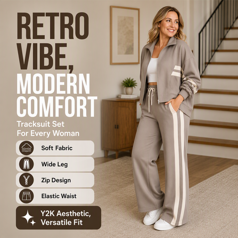 🏃‍♀️Light Sporty Comfort, Everyday Ease – Women's Stripe Sporty 2-Piece Set ✨
