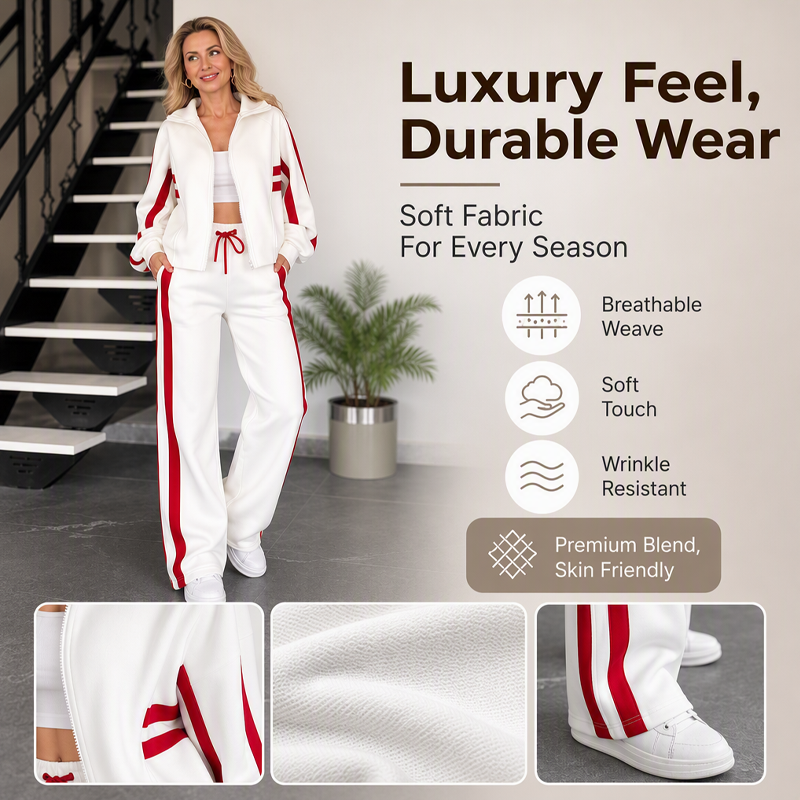 🏃‍♀️Light Sporty Comfort, Everyday Ease – Women's Stripe Sporty 2-Piece Set ✨
