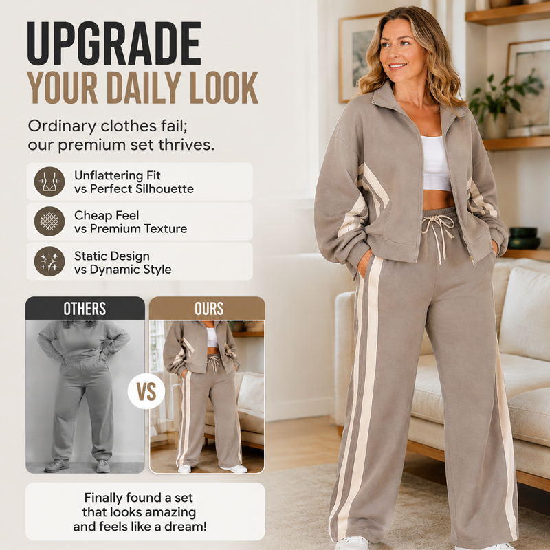 🏃‍♀️Light Sporty Comfort, Everyday Ease – Women's Stripe Sporty 2-Piece Set ✨