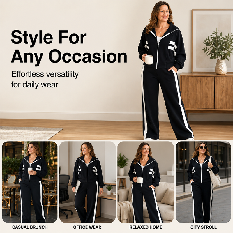 🏃‍♀️Light Sporty Comfort, Everyday Ease – Women's Stripe Sporty 2-Piece Set ✨