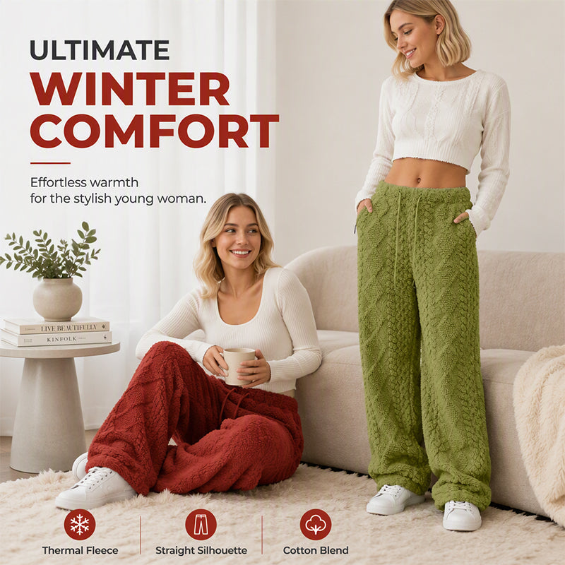 ❄️Fleece-Lined Warmth, Straight & Comfortable👖 Women's Fleece-Lined Straight Pants – Warm Lining, Soft & Skin-Friendly ✨
