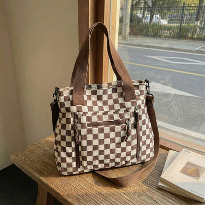 👜 Casual Large Capacity Checkerboard Tote Bag