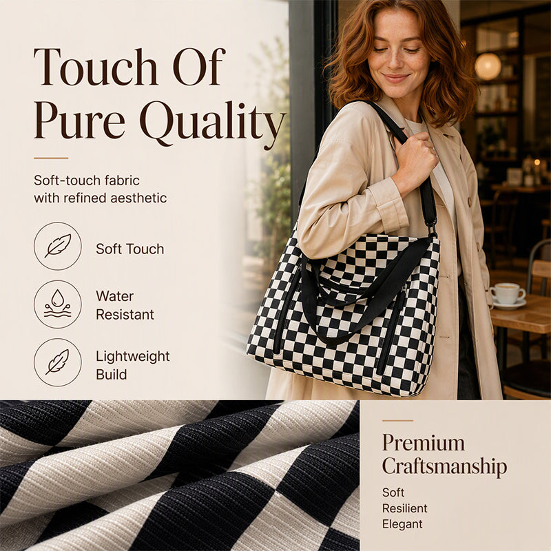 👜 Casual Large Capacity Checkerboard Tote Bag