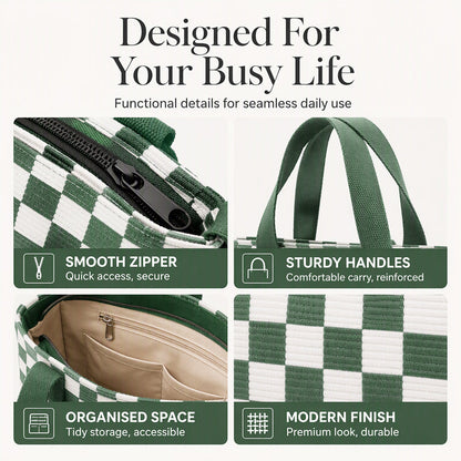 👜 Casual Large Capacity Checkerboard Tote Bag
