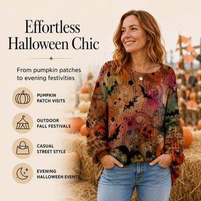 🎃Halloween Pumpkin, Crochet Knit👚 Women's Halloween Pumpkin Crochet Knit Top – Festive Vibe, Cute & Playful ✨