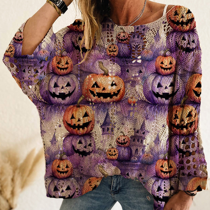 🎃Halloween Pumpkin, Crochet Knit👚 Women's Halloween Pumpkin Crochet Knit Top – Festive Vibe, Cute & Playful ✨