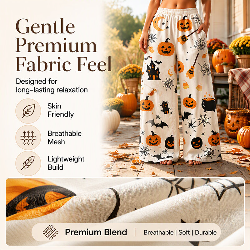 🎃Halloween Digital Print, Wide-Leg Comfort – Women's Halloween Print Wide-Leg Pants ✨