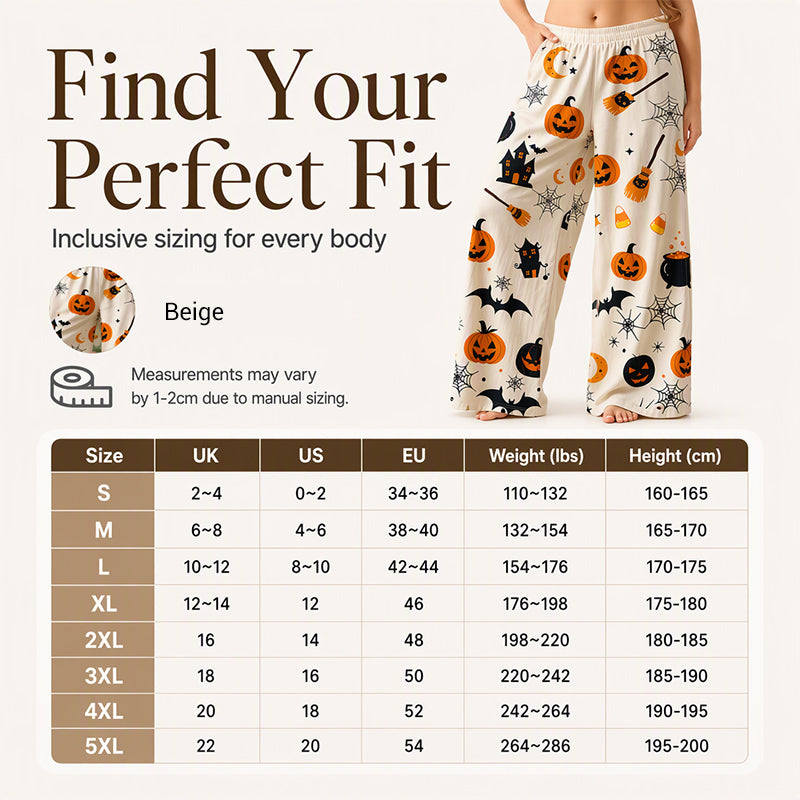 🎃Halloween Digital Print, Wide-Leg Comfort – Women's Halloween Print Wide-Leg Pants ✨