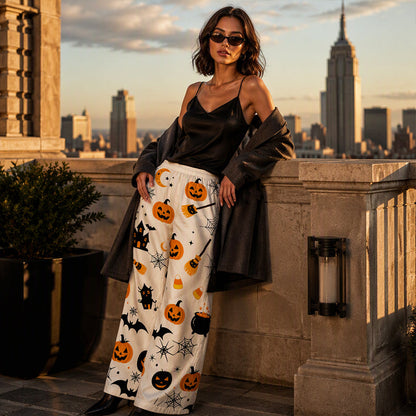 🎃Halloween Digital Print, Wide-Leg Comfort – Women's Halloween Print Wide-Leg Pants ✨