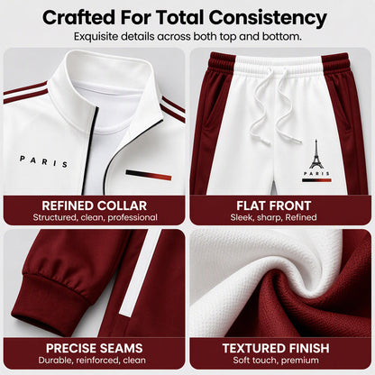 ☁️Comfortable & Adjustable, Everyday Versatile – Men's Colorblock Zip-Up Jacket & Drawstring Pants Set ✨