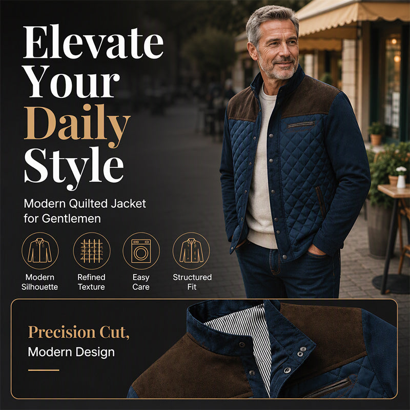 🧥Stand Collar Windproof, Heat-Locking Warmth – Men's Casual Quilted Jacket ✨