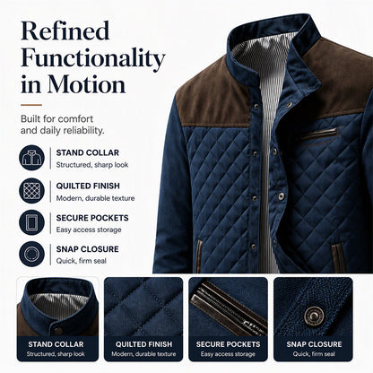 🧥Stand Collar Windproof, Heat-Locking Warmth – Men's Casual Quilted Jacket ✨