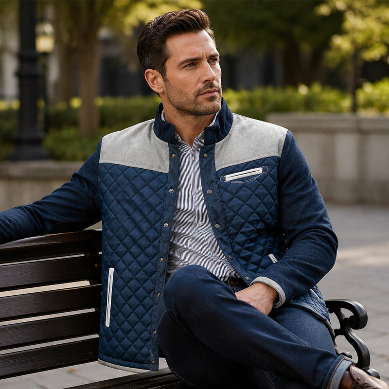 🧥Stand Collar Windproof, Heat-Locking Warmth – Men's Casual Quilted Jacket ✨