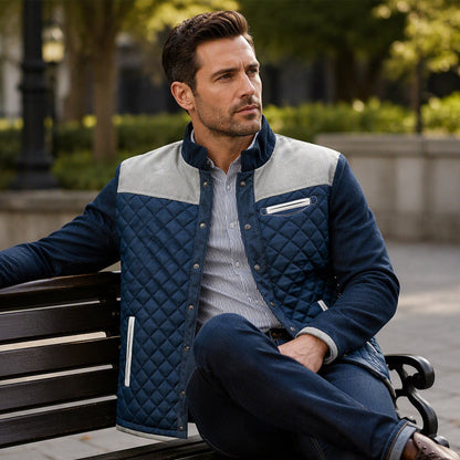 🧥Stand Collar Windproof, Heat-Locking Warmth – Men's Casual Quilted Jacket ✨