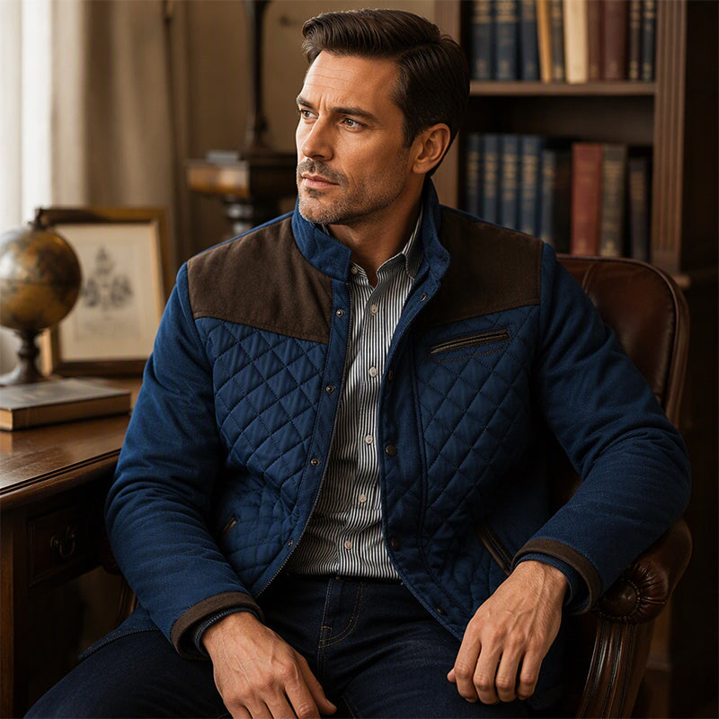 🧥Stand Collar Windproof, Heat-Locking Warmth – Men's Casual Quilted Jacket ✨