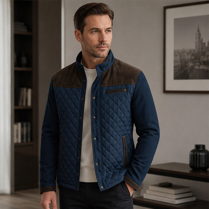 🧥Stand Collar Windproof, Heat-Locking Warmth – Men's Casual Quilted Jacket ✨