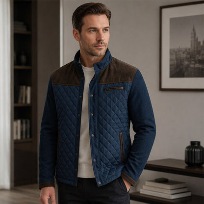 🧥Stand Collar Windproof, Heat-Locking Warmth – Men's Casual Quilted Jacket ✨